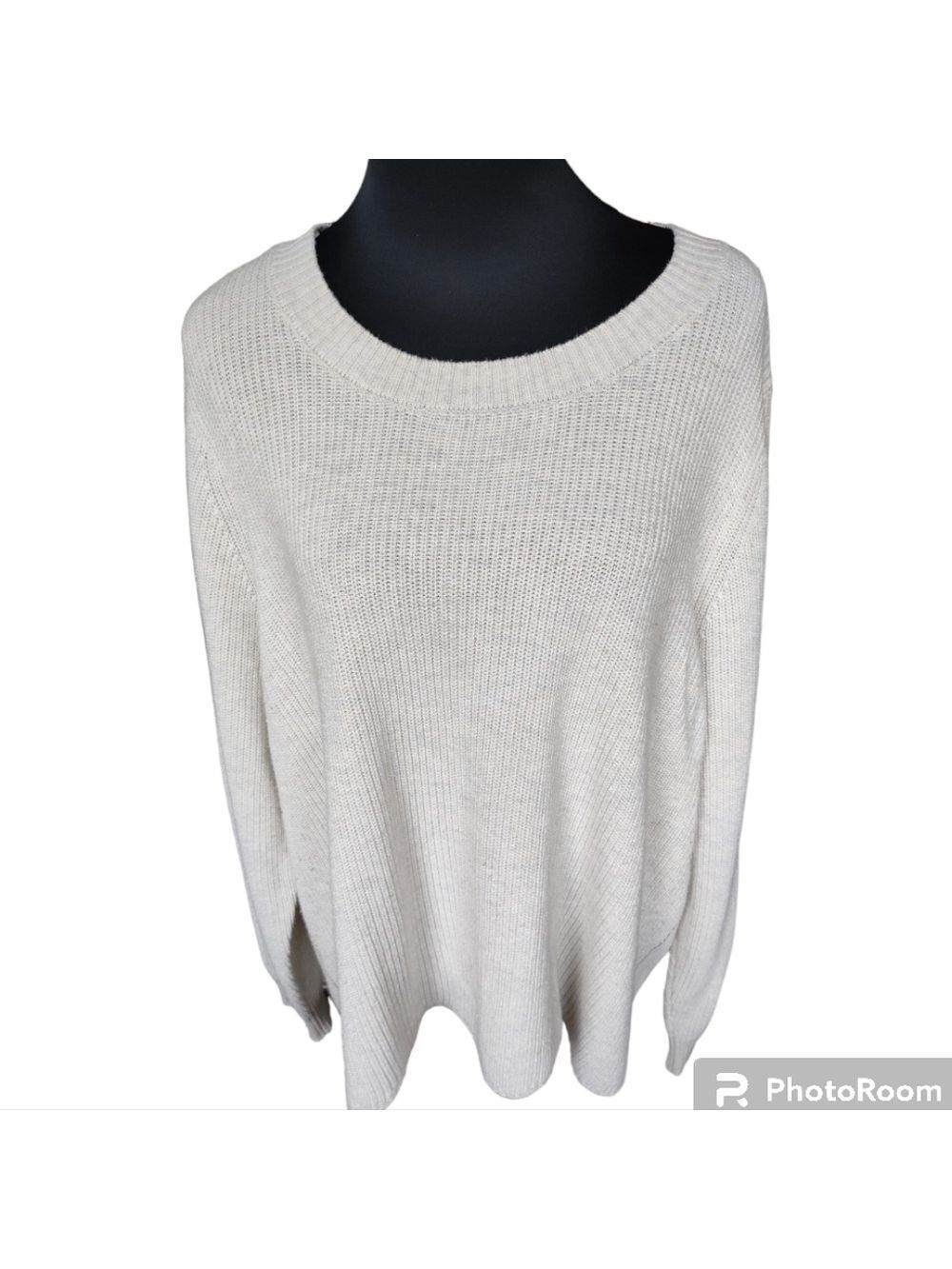 ADDITION ELLE Cotton Blend Crew Neck Oatmeal Color Knit Sweater Size 4X
